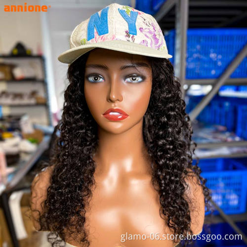 Factory Price human hair baseball cap hat wig,Baseball Cap Wig For Black Women,silly cap wigs with hats for girls